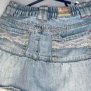 Y2K Echo Red Embellished Jean Skort Girl